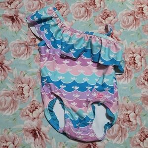 Ruffle Butts Pink and Blue Floral Swimsuit
